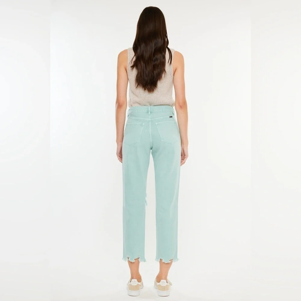 NEW KANCAN high rise mom jeans in seafoam - Picture 3 of 11